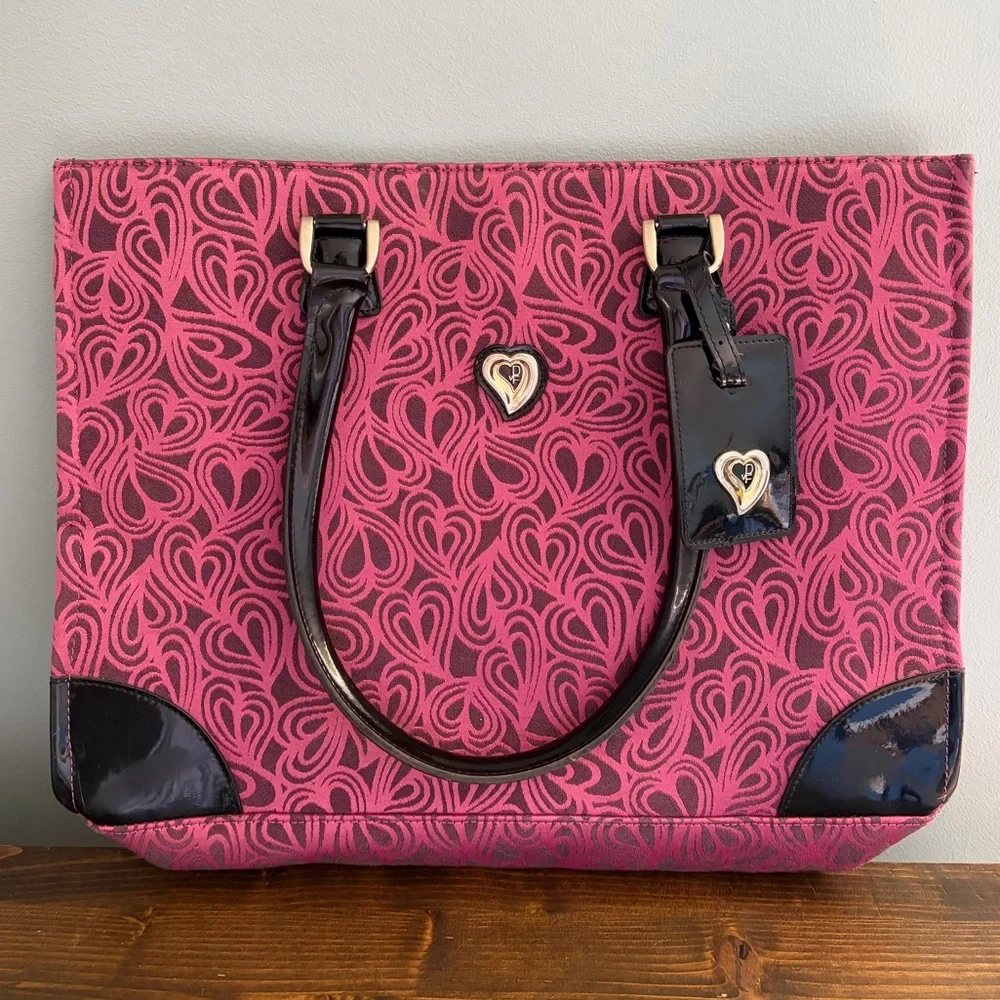 Diane Von Furstenberg Elegant Pink Heart Pattern Tote Bag or Computer Bag